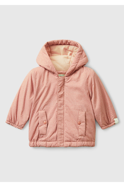 United Colors of Benetton Bebek Gül Kurusu Tamamı Desenli Cepli Fermuarlı Kap...