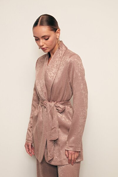 Sateen Довгий піджак з поясом - Візон