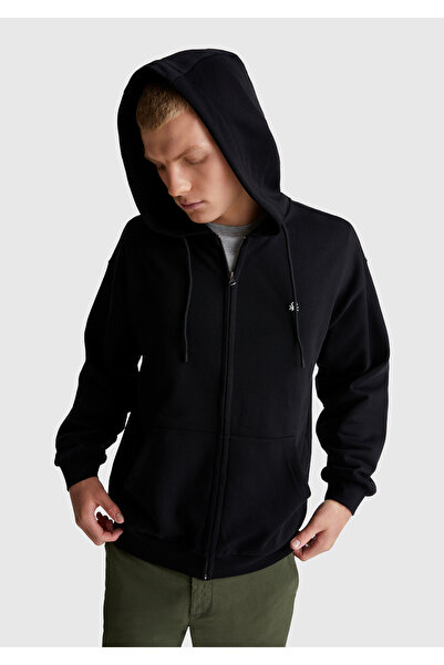 United Colors of Benetton Hanorac negru pentru bărbați - 100% bumbac, cu ferm...