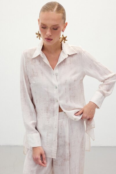 Sateen Cămașă casual cu model - Stone