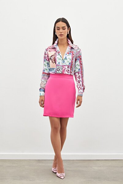 Sateen Klasik Desenli Gömlek - Pembe