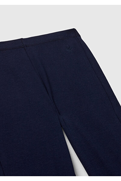 United Colors of Benetton Kız Çocuk Lacivert Geniş Paça Logo Detaylı Tayt