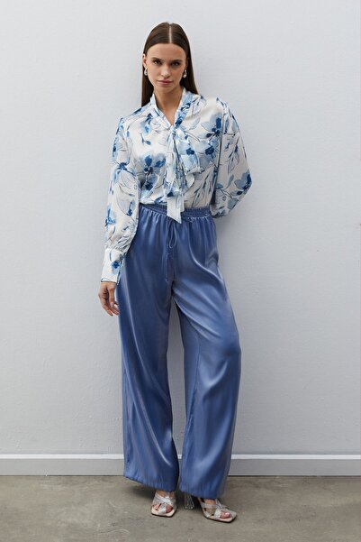 Sateen Яскраво-сині штани з еластичним поясом