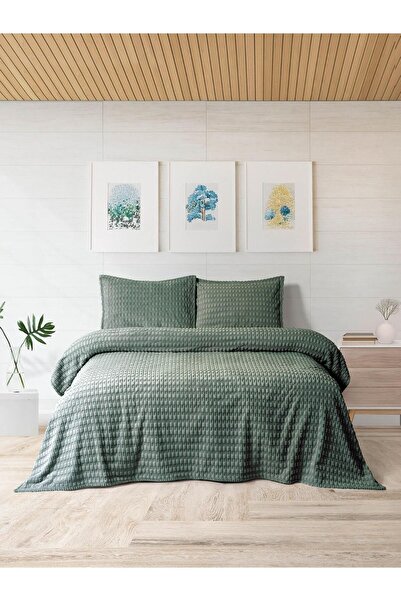 Merinos Modern Twist 3-компонентний комплект двоспальних ковдр у коробці 220x240 хакі