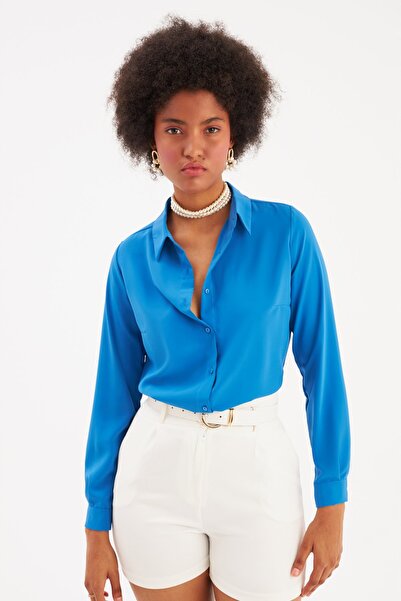 Sateen Sax Blue Plain Classic Shirt