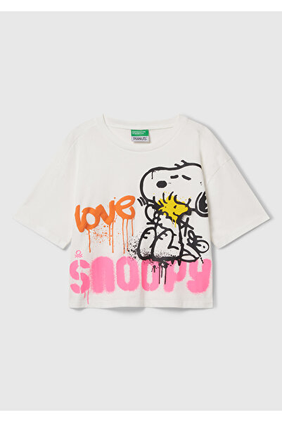 United Colors of Benetton Детска блуза от екру с принт отпред