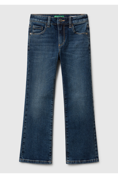 United Colors of Benetton Дънки за момичета в тъмно синьо с лого на задния дж...