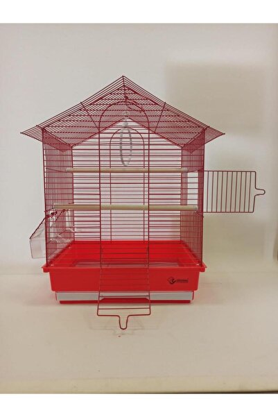Dayang İki Kapılı Çatılı Kuş Kafesi 35x28x46 Kırmızı