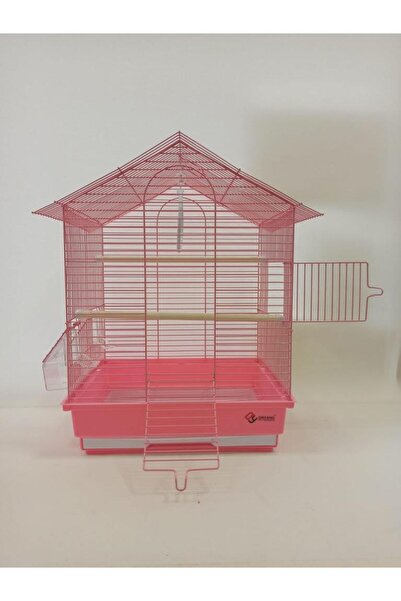Dayang İki Kapılı Çatılı Kuş Kafesi 35x28x46 Pembe