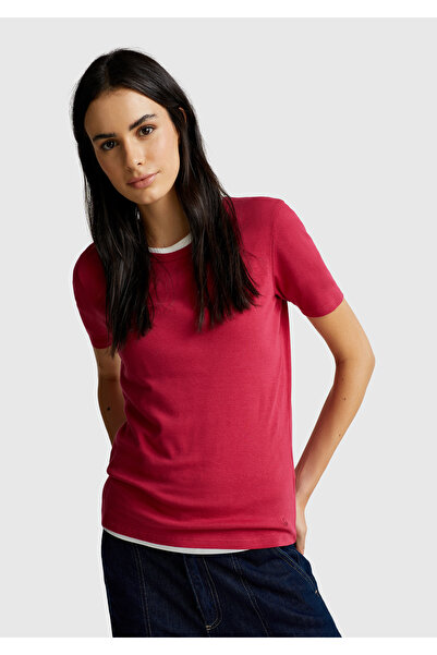 United Colors of Benetton Tricou de bază cu mânecă scurtă, 100% bumbac, fucsi...