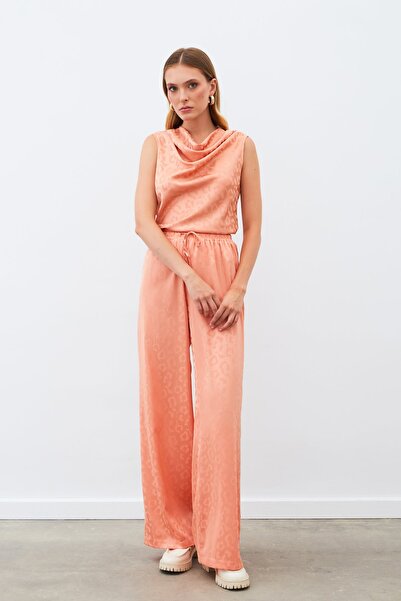 Sateen Μπλούζα χωρίς μανίκια με γιακά - Σομόν