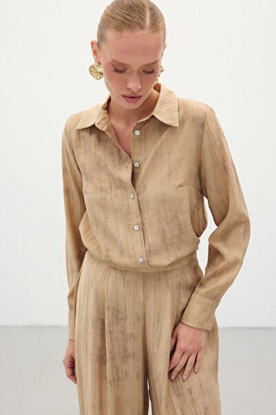 Sateen Cămașă casual cu model - Camel