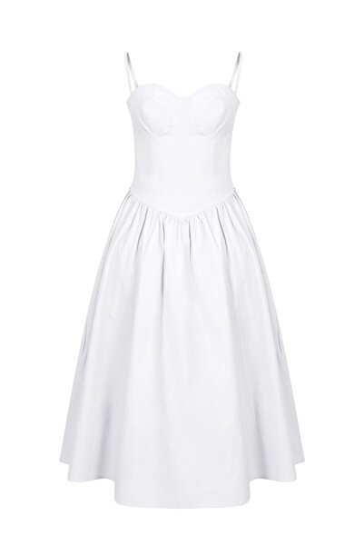 La Sarta Φόρεμα Lemanoda από λευκό βαμβακερό Poplin