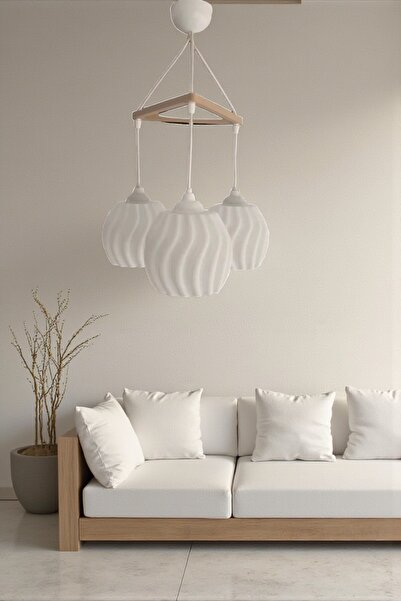 NrsnHome Modern Sarkıt Üçlü Bohem Avize ( 23x27 cm ) Bubble Serisi Salon Mutfak Oturma Odası Cafe Bar