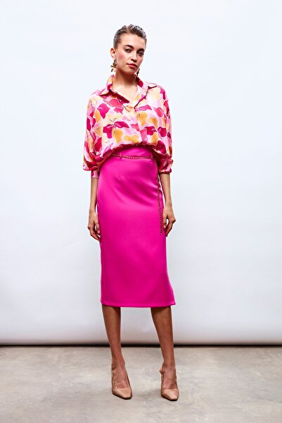 Sateen Спідниця з ланцюговим поясом - Фуша