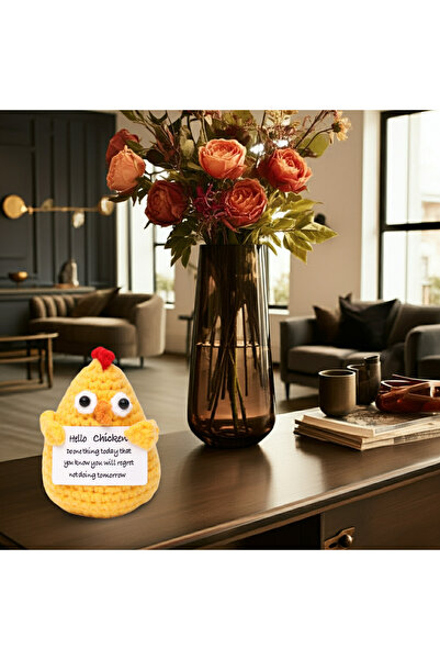 OEM Mascotă croșetată, model de pui, Pui Pozitiv, mesaj motivațional, cadou a...