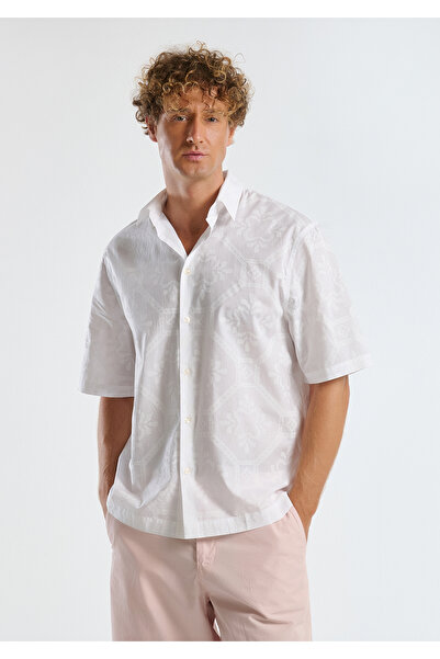 United Colors of Benetton Cămașă albă pentru bărbați, 100% bumbac, cu mânecă ...