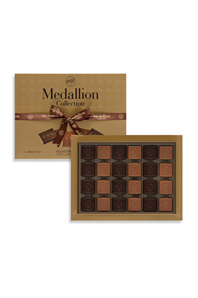 Elit Çikolata Medallion Collection Madlen Çikolata Hediye Altın Kutu 288g Glutensiz