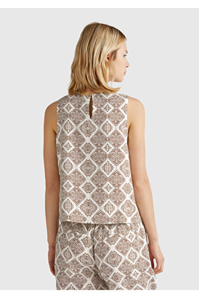 United Colors of Benetton Bluză fără mâneci cu model 100% in pentru femei