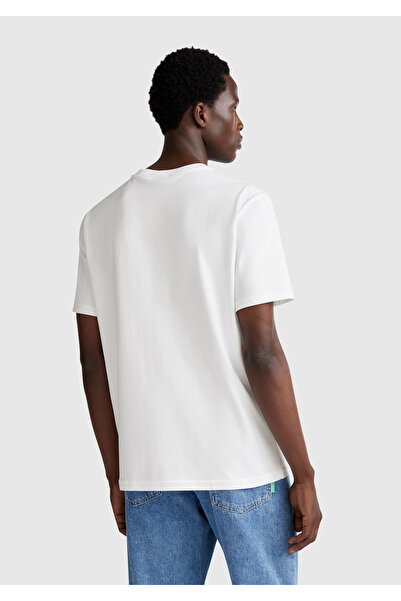 United Colors of Benetton Men's White-Match 100% Cotton Printed Regular Fit T-Shirt