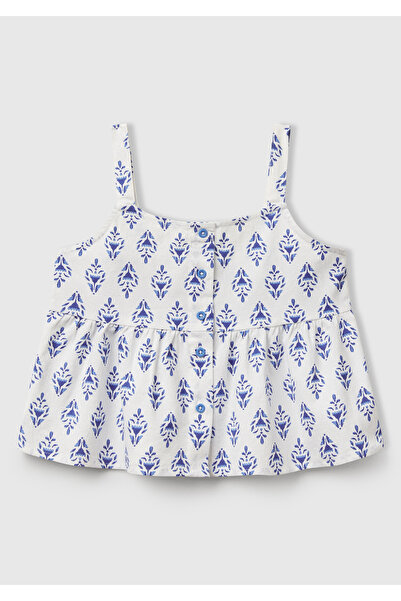 United Colors of Benetton Top cu bretele cu nasturi în față pentru fete, cu model albastru