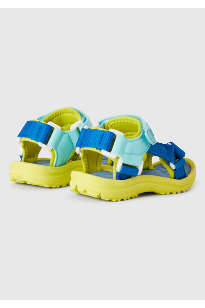 United Colors of Benetton Boy's Turquoise Double Strap Velcro Sandals