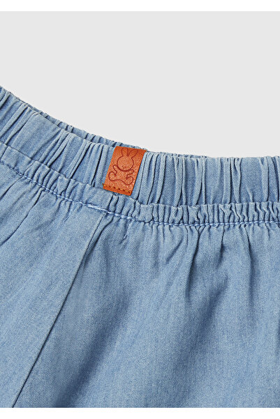 United Colors of Benetton Bebek Denim Beli Lastikli Logo Etiketli Denim Şort