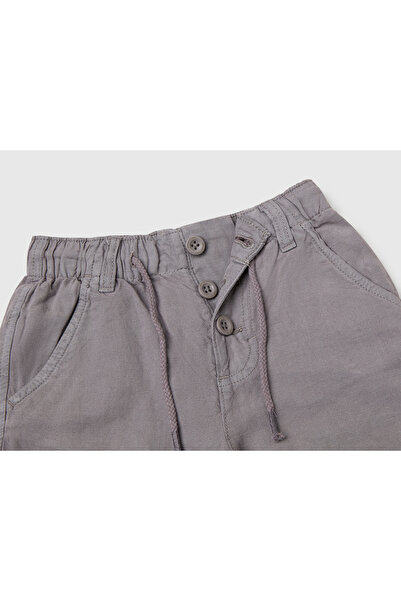 United Colors of Benetton Σορτς βερμούδας με κορδόνι με κουμπιά για αγόρια από ανθρακί λιοξέλλη και λινό