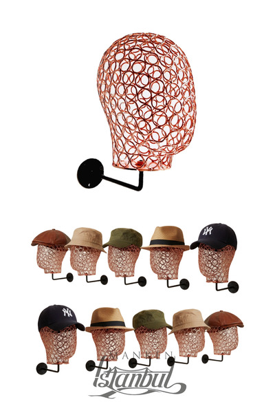 Manken İstanbul Duvara Monte Erkek Rose Renk Tel Kafa Mankeni Şapka Mankeni A...