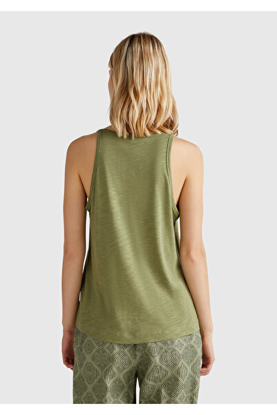 United Colors of Benetton Γυναικείο φυσικό πράσινο Modal Mixed Slub Singlet