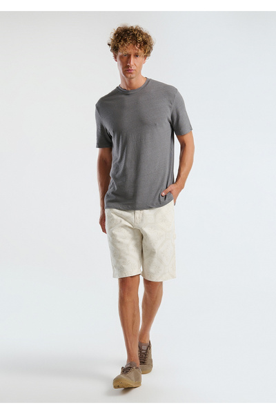 United Colors of Benetton Men's White 100% Cotton Patterned Regular Fit Bermuda Shorts