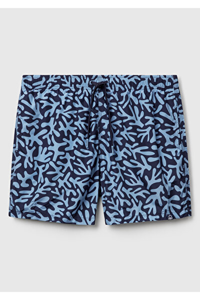 United Colors of Benetton Ανδρικό μπλουζάκι με μπλε ναυτικό σχέδιο με λεπτομέρεια τσέπης στην πλάτη