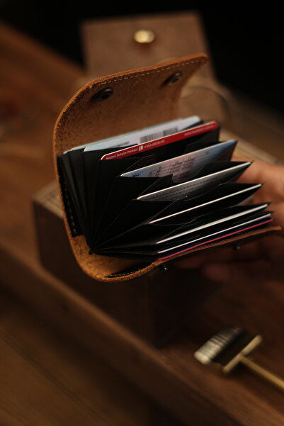 Atölye Çınar Leather Handmade DERİ AKORDİYON KARTLIK CCARD İSME ÖZEL