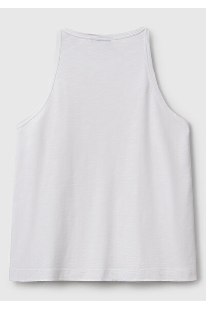 United Colors of Benetton Women's White Modal Blended Slub Tank Top