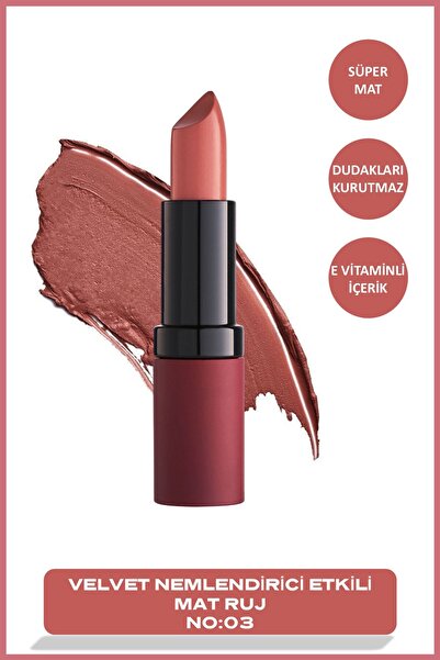Golden Rose Velvet Matte Lipstick No: 03 - Yoğun Pigmentli Kadifemsi Mat Ruj