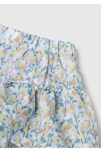 United Colors of Benetton Girl's Blue Fully Printed Tiered Skirt with Elastic Waist