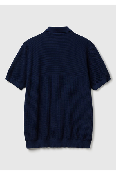 United Colors of Benetton Ανδρικό μπλουζάκι πόλο με κανονική εφαρμογή από 100% βαμβάκι σε μπλε ναυτικό χρώμα