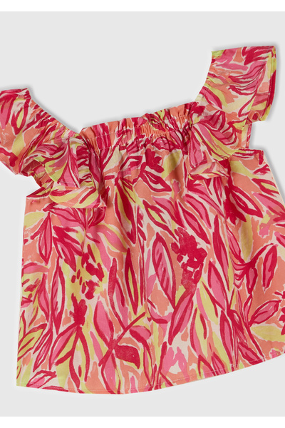 United Colors of Benetton Top pentru fete, portocaliu, amestecat, imprimat, ușor, cu bretele de umăr