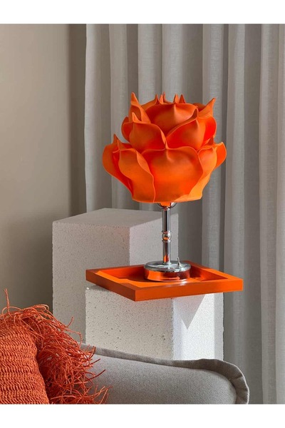 Maison Avf 2'li Set Turuncu Eva Gül Kablosuz Pilli Masa Lambası - Alt Uzun Gü...