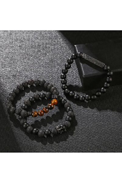 OEM Set 3 Brățări King din mărgele, Bijuterii Bărbați