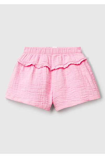 United Colors of Benetton Bebek Pembe Logo Etiketli Beli Lastikli Pileli Fırf...