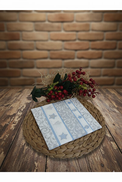 Deniz Party Store Christmas Napkin BLUE WHITE STAR Large Size Paper Napkin 20 Pieces 40cm*40 Cm