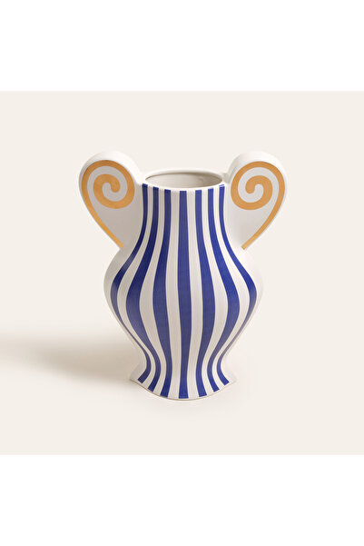 Zsa Zsa Zsu Longhu Seramik Vazo 24x10x29 Cm Mavi - Altın