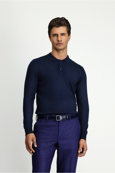 Kiğılı Polo Neck Buttoned Regular Fit Warm Wool Knit Sweater