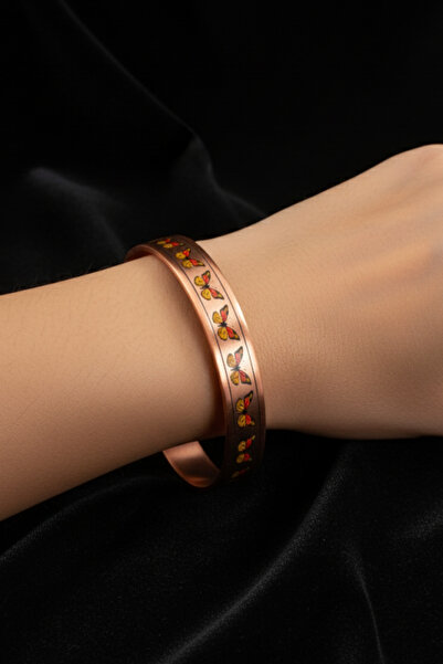 OSMANLI GÜMÜŞ Women's Copper Bracelet Ring Set - Zodia Model Special Edition Metal Box and Quartz Stone