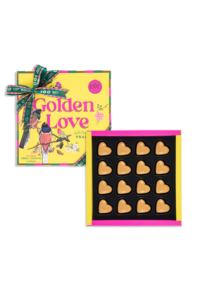 Elit Çikolata Golden Love 100. Yıl Kurdeleli Spesiyal Hediye Çikolata Sarı Ku...