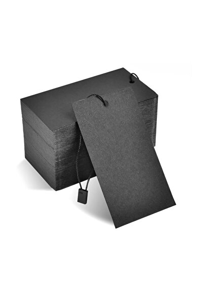 Copyder Siyah Ürün Etiketi 5x9cm Kilitli Siyah Ipli Etiketler 1000 Adet Paket...