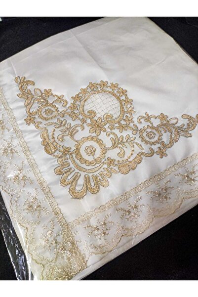 Çt Çeyizci Tekstil French Laced Embroidered, Satin Luxury Dowry Bundle, Engagement Bundle, Cream Satin Door Lace