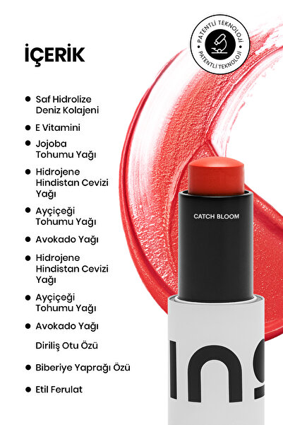 INO Cosmetic Daylily - Yumuşak ve Nemlendirici Stick Ruj & Allık 4,5Gr SPF30 (Saf Kolajen)