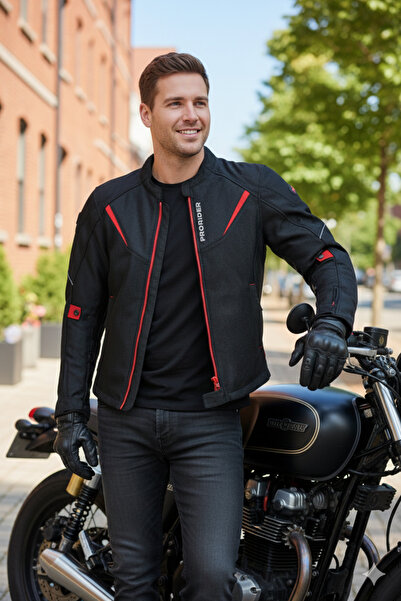 PRORIDER Windy Fileli Yazlık Siyah Motosiklet Montu Zırh File Model